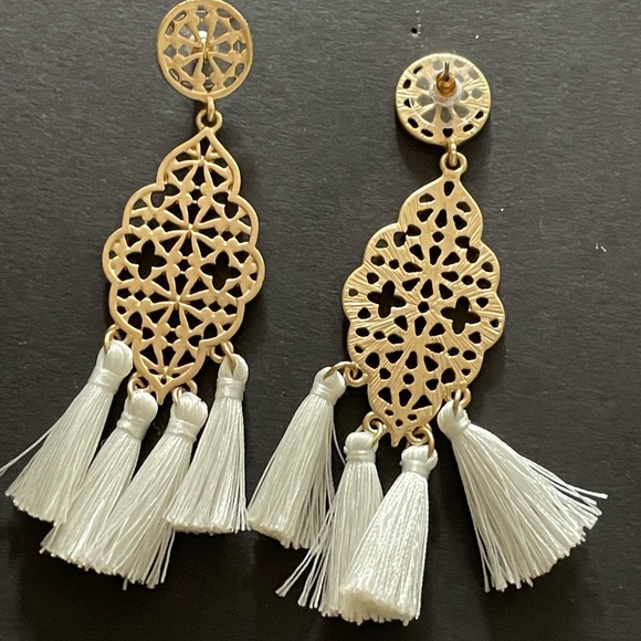 Novelty gold finish tassel earrings. Never been worn.  Excellent condition - Picture 2 of 2